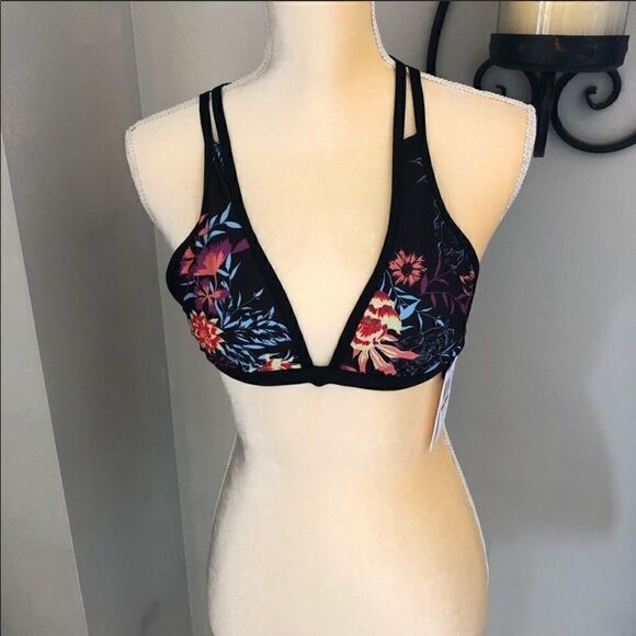 SPLENDID ELECTRIC BLOOM PRINT HALTER TOP, BLACK/PINK, SIZE: XS,‎ NWT - Picture 3 of 4